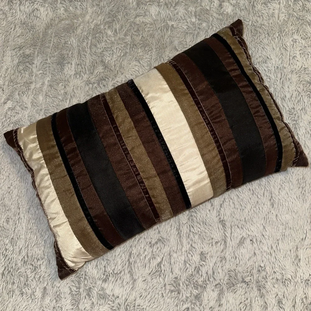 Pier 1 Accent Lumbar Throw Pillow Brown Pink Stripe